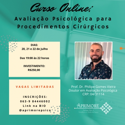 CURSO: AVALIAÇÃO PSICOLÓGICA PARA PROCEDIMENTOS CIRÚRGICOS